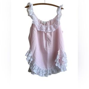 Nicole Blush Pink Chemise with White Lace